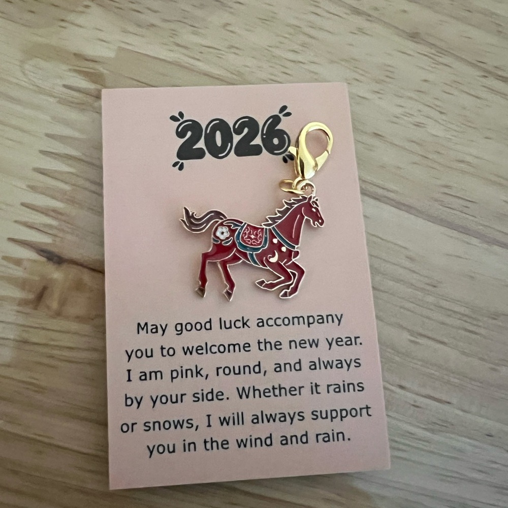 Total 2! 2026 Lunar New Year Red Lucky Horse Keychain